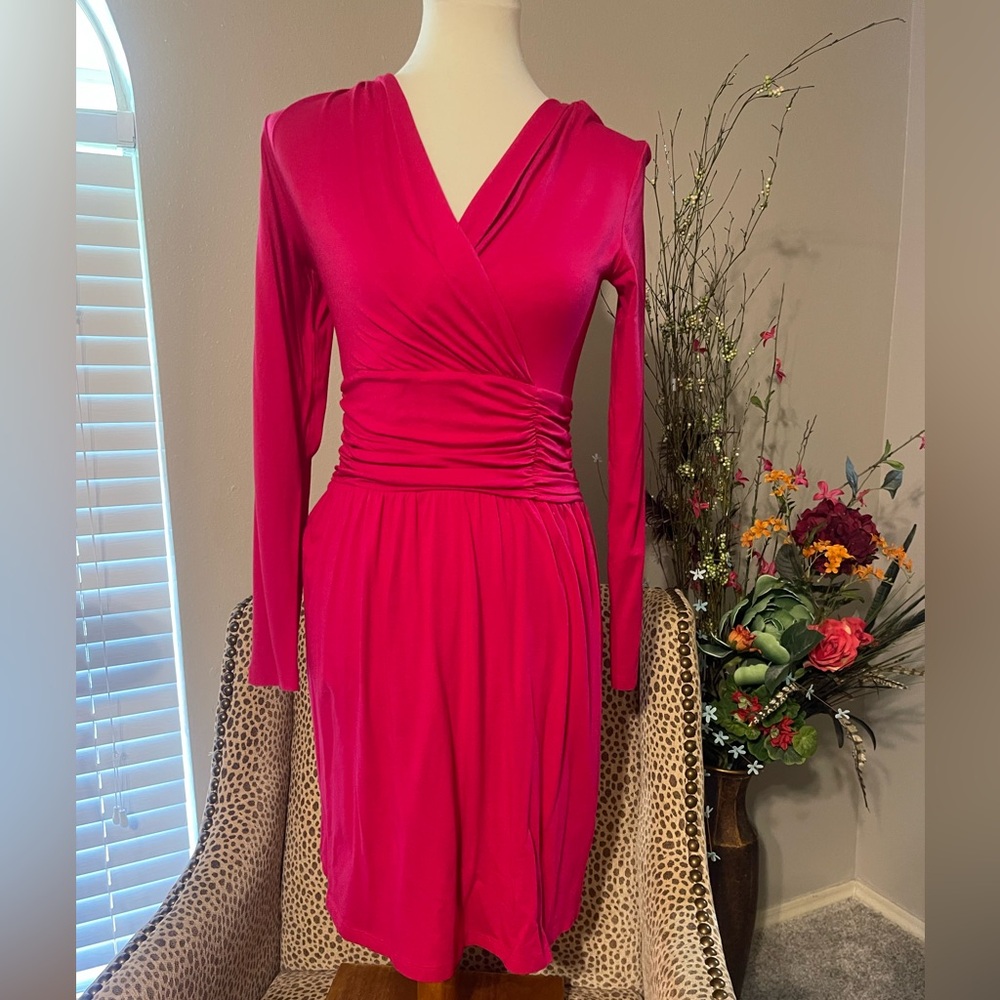 Lilla P faux wrap long sleeve pink dress Sz S